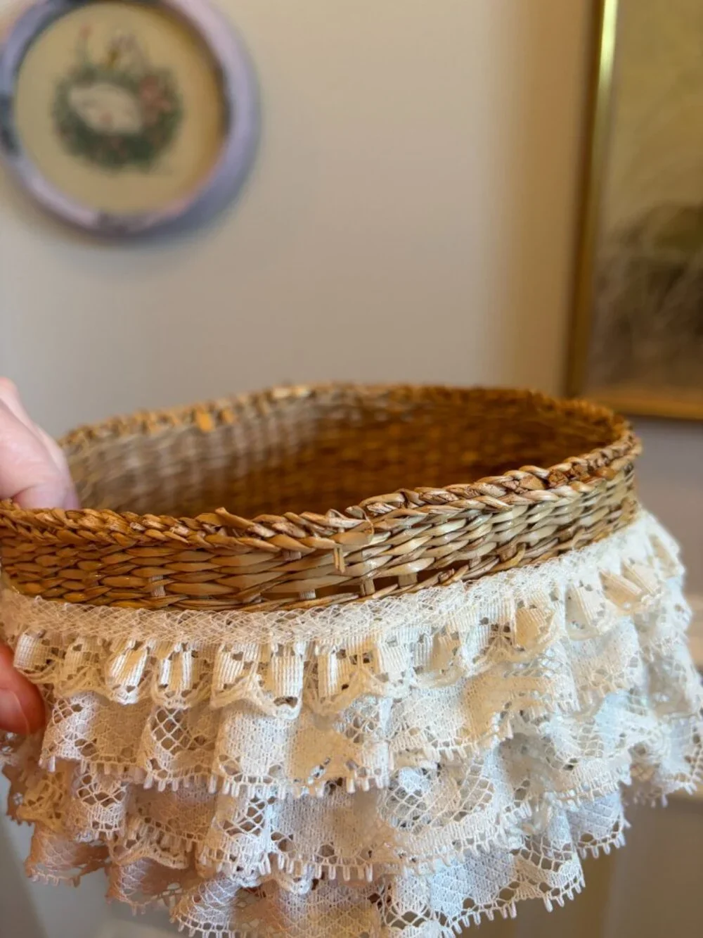 Vintage Lace Basket